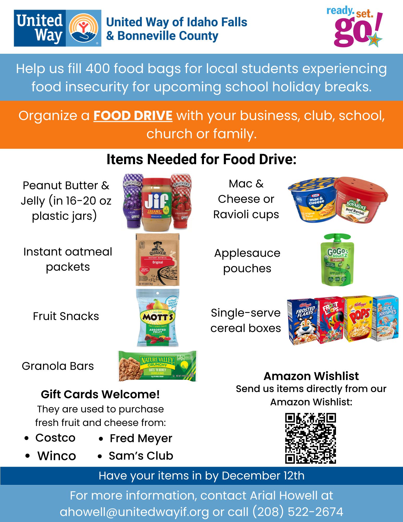 Ready. Set. GO! Food Drive Flyer