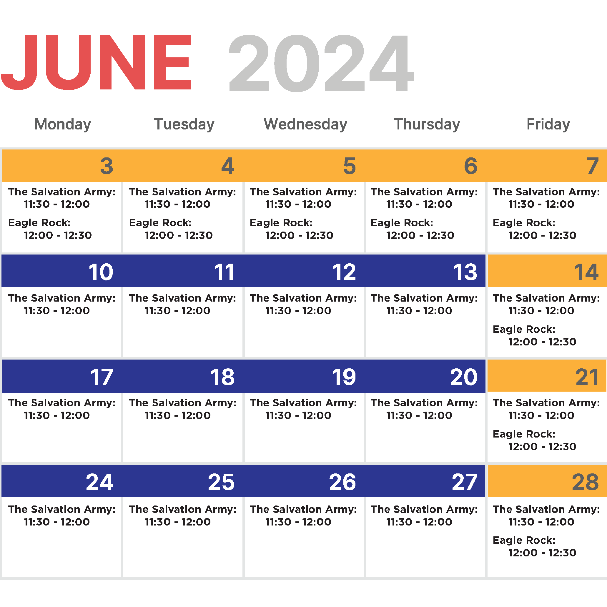 June Summer Feeding Calendar